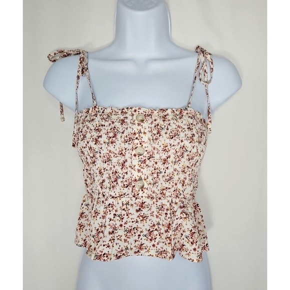 Paper Crane Tops - Paper Crane Women's Floral Smocked Spaghetti Strap Babydoll Tank Top Size Small‎